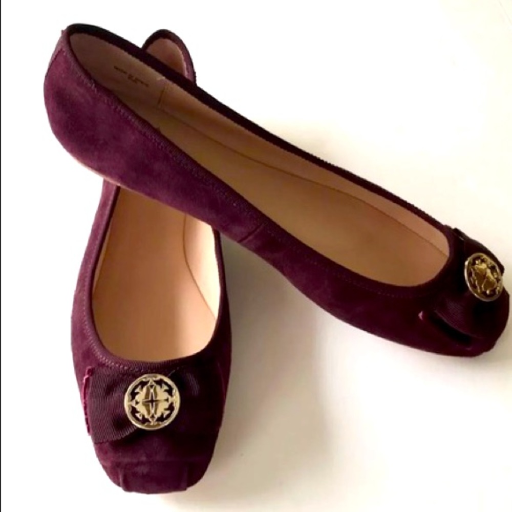 Kate Spade Burgundy Suede Fontana Too Bow Flat